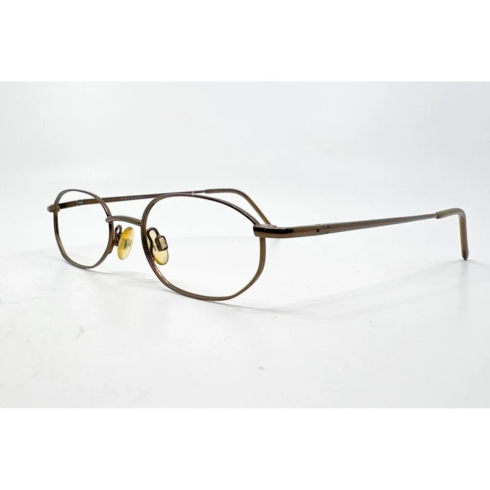 Halston Eyeglasses Mens Brown HA106 252 Oval Metal Frames 47-19-140